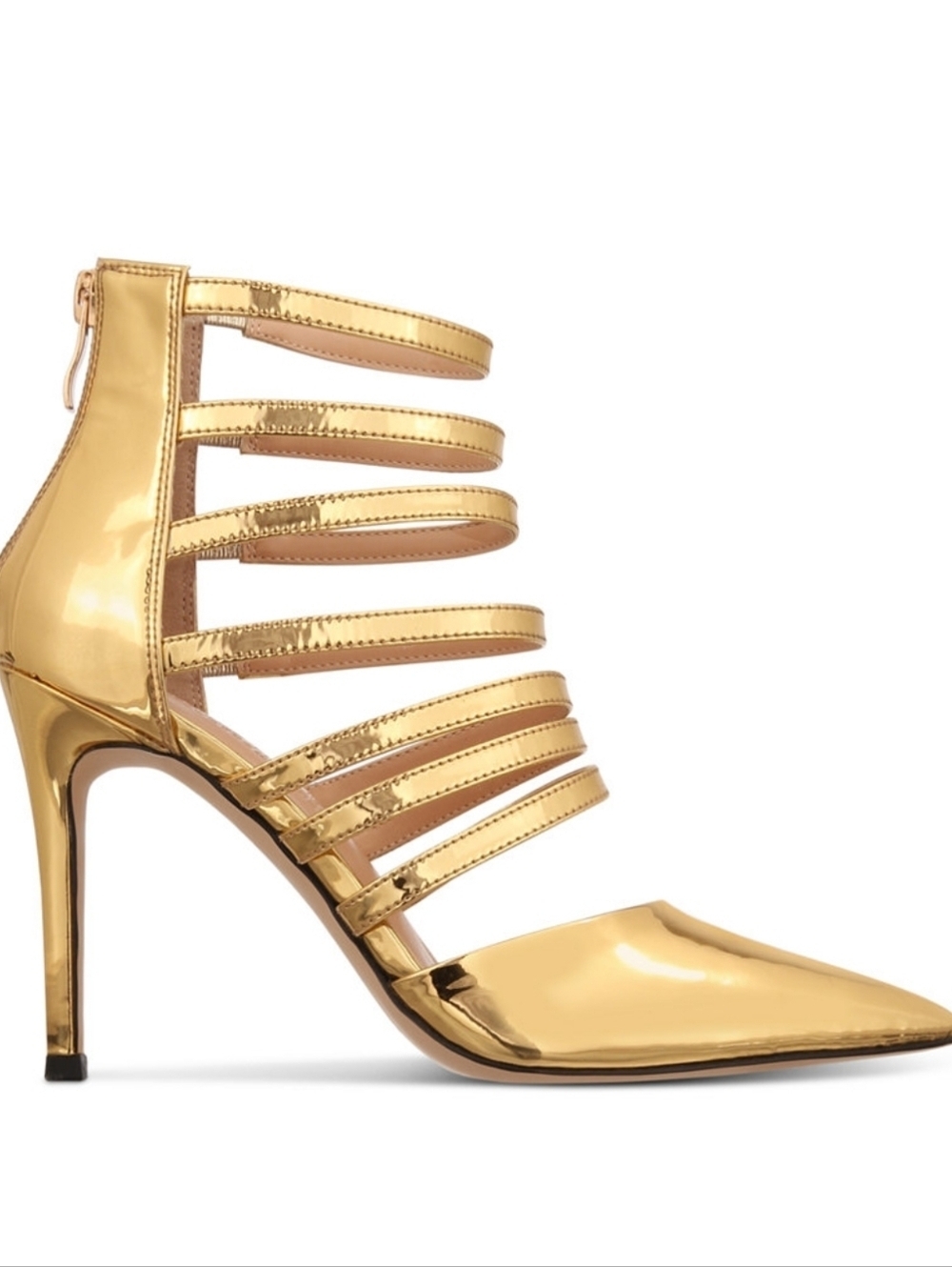 Things II Come NEW IN BOX! Gold Strappy Pointed-Toe Stiletto Heel - Picture 13 of 14